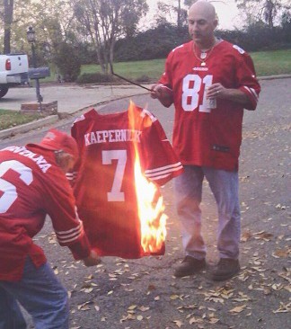 burning colin kaepernick jersey